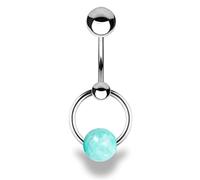 TOOLSSIDE Vertical Hood Belly Button Ring for Women with Amazonite Stone - 14g, 5g, Stainless Steel