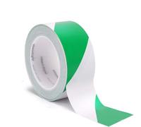 TOOLSTAR PVC Warning Tape, 80mm x 17m Hazard Warning Tape Waterproof Adhesive Marking Barrier Tape Safety Tape for Warehouse Factory School (1pcs Green/White)