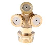 TOOLSTAR Spray Misting Nozzle, 3 Hole Brass Misting Nozzle Garden Sprinkler Irrigation Fitting Water Connector with 1/2" Adapter for Outdoor Garden - Pack of 1