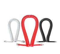 TOOLSTAR Telephone Handset Cord,2 Pack Red RJ10 RJ9 4P4C Telephone Cord Cable Line Wire Coiled Telephone Handset Cord - 2 M