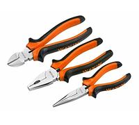 TOOLSTEK WOKIN 3pcs Pliers Set Heavy Duty 6" Long Nose 6" Diagonal Cutter Plier 7" Insulated Combination Pliers Soft Grip Handle Tools Combination Cable Wire Cutting Pliers