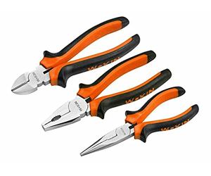 TOOLSTEK WOKIN 3pcs Pliers Set Heavy Duty 6" Long Nose 6" Diagonal Cutter Plier 7" Insulated Combination Pliers Soft Grip Handle Tools Combination Cable Wire Cutting Pliers