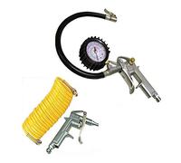 Tooltime 1/4 Bsp Alloy Tyre Inflator With Gauge + Air Dust Gun with 25ft Recoiling Hose