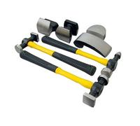 Tooltime® 7pc Car Auto Body Dent Repair Panel Kit + Case - Beaters Beating Fibreglass Hammer