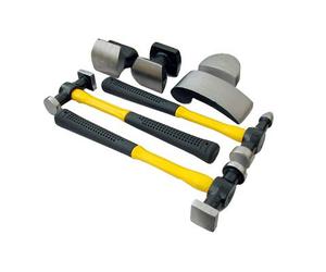 Tooltime® 7pc Car Auto Body Dent Repair Panel Kit + Case - Beaters Beating Fibreglass Hammer
