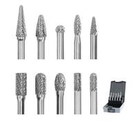 ToolTrek Complete Carbide Burr Set, 10PCS Rotary Burr Set with Double Cut Tungsten Carbide Die Grinder Bits, 1/4" Shank for Metal Grinding, Deburring, Weld Removal, Shaping, Porting & Wood Carving