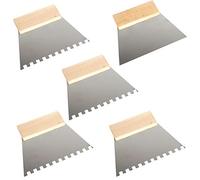 Toolty 5PCS Set - Steel Trowel 180mm - 4x4, 6x6, 8x8, 10x10mm Notch - Wooden Handle - for Adhesives, Mortars and Tiles - DIY - TLTY-S037