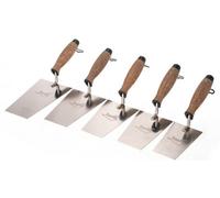 Toolty Bucket Trowel With Cork Handle Set 5Pcs 130, 140, 150, 160, 180mm For Scooping And Scraping Mortar Masonry Brickwork Diy