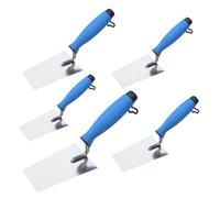 Toolty Bucket Trowel With Rubber Handle Set 5Pcs 130, 140, 150, 160, 180mm Stainless Steel For Scooping And Scraping Mortar Cement