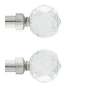 Toolty Curtain Rod Pole Finials Beluna Crystal - 25 mm Inox - Durable Metal Construction - Pair