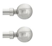 Toolty Curtain Rod Pole Finials Plain Ball - 25 mm Inox - Durable Metal Construction - Pair
