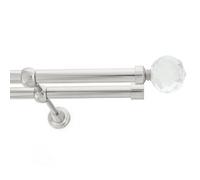 Toolty Double Metal Curtain Pole 19/19mm With Finials Rod Classic Brackets Beluna 350Cm Inox
