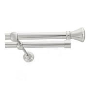 Toolty Double Metal Curtain Pole 19/19mm With Finials Rod Classic Brackets Liberty 145Cm Inox