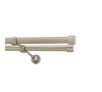 Toolty Double Metal Curtain Pole 19/19mm With Finials Rod Classic Brackets Luna 195Cm Antique Brass