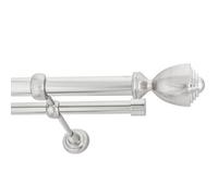 Toolty Double Metal Curtain Pole 25/19mm With Finials Rod Classic Brackets Avanti 290Cm Inox