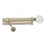 Toolty Double Metal Curtain Pole 25/19mm With Finials Rod Classic Brackets Beluna 230Cm Antique Brass