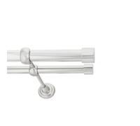 Toolty Double Metal Curtain Pole 25/19mm With Finials Rod Classic Brackets Luna 290Cm Inox