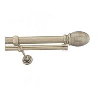 Toolty Double Metal Curtain Pole 25/19mm With Finials Rod Classic Brackets Oval 290Cm Antique Brass