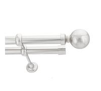 Toolty Double Metal Curtain Pole 25/25mm With Finials Rod Cassic Brackets Ball 145Cm Inox