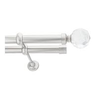Toolty Double Metal Curtain Pole 25/25mm With Finials Rod Cassic Brackets Beluna 350Cm Inox