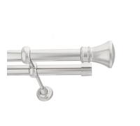 Toolty Double Metal Curtain Pole 25/25mm With Finials Rod Cassic Brackets Liberty 390Cm Inox