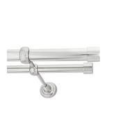 Toolty Double Metal Curtain Pole 25/25mm With Finials Rod Cassic Brackets Luna 145Cm Inox