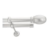 Toolty Double Metal Curtain Pole 25/25mm With Finials Rod Cassic Brackets Oval 195Cm Inox