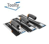 Toolty Flexible Plaster Finishing Trowel With Soft Grip Handle Set 3Pcs 11", 14", 16" Stainless Steel Concrete Finishing Hand Tool