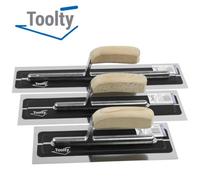 Toolty Flexible Plaster Finishing Trowel With Wooden Handle Set 3Pcs 11", 14", 16" Stainless Steel Concrete Finishing Hand Tool