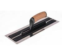 Toolty Flexible Trowel With Cork Handle On Aluminium Foot 110X360mm Stainless Steel For Plastering Rendering Finishing Diy