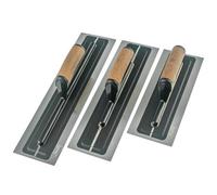 Toolty Flexible Trowel With Cork Handle On Aluminium Foot Set 3Pcs 110X280, 110X360, 110X410mm Stainless Steel Plastering Diy
