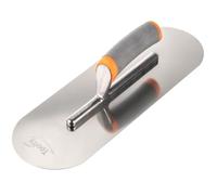 Toolty Heavy Duty Stainless Steel Pool Trowel - Concrete Finishing Trowel - Fully Rounded - 380mm - 15" - Rubber Handle - DIY - TLTY-5516