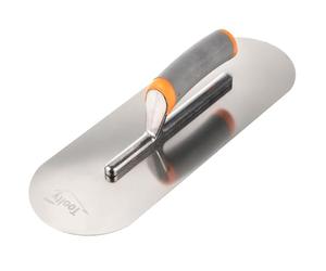 Toolty Heavy Duty Stainless Steel Pool Trowel - Concrete Finishing Trowel - Fully Rounded - 380mm - 15" - Rubber Handle - DIY - TLTY-5516