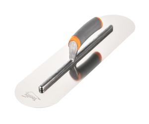 Toolty Heavy Duty Stainless Steel Pool Trowel - Concrete Finishing Trowel - Fully Rounded - 480mm - 19" - Rubber Handle - DIY - TLTY-5416