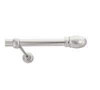 Toolty Inox Metal Curtain Pole 19mm With Finials Rod Classic Brackets Oval 195Cm