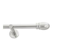 Toolty Inox Metal Curtain Pole 19mm With Finials Rod Modern Brackets Oval 390Cm