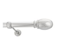 Toolty Inox Metal Curtain Pole 25mm With Finials Rod Classic Brackets Oval 175Cm