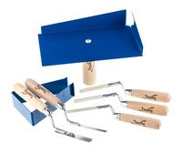 Toolty Mortar Holder with Pointing Finger Trowels with Wooden Handle 6, 8, 10, 12, 14 mm Set Powder Coated for Masonry and Finishing Work for Pointing, Bricklaying, Jointing - Hawk DIY