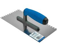 Toolty Notched Tiling Trowel - Stainless Steel - Non-Slip Rubber Handle - 6 x 6 mm Notch - 10.6 x 5.04" - for Applying Adhesives and Screeds