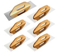 Toolty Professional Stainless Steel Square Notched Trowel, Plastering Trowel -580mm - 4x4, 6x6, 8x8, 10x10, 12x12mm - for Adhesive mortars - Wooden Handle, Tile, Tiling, Adhesive, DIY - TLTY-S034
