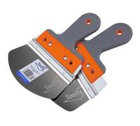 Toolty Profiled Bucket Scoop Trowel With Soft Grip Handle Set 2Pcs 165, 200mm Stainless Steel For Scooping Compound Diy
