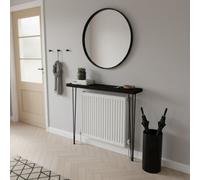 Toolty Rustic Handmade Console Table, Wall Mounted, 150Cm X 17.5Cm , Black Ash, 86.5Cm Legs, Handcrafted Vintage Style