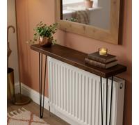 Toolty Rustic Handmade Console Table, Wall Mounted, 60Cm X 14.5Cm , Dark Oak, 101.5Cm Legs, Handcrafted Vintage Style