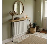 Toolty Rustic Handmade Console Table, Wall Mounted, 80Cm X 14.0Cm , Light Oak, 71.5Cm Legs, Handcrafted Vintage Style