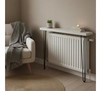 Toolty Rustic Handmade Console Table, Wall Mounted, 80Cm X 22.5Cm , White Daisy, 101.5Cm Legs, Handcrafted Vintage Style