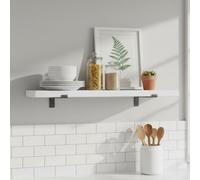 Toolty Rustic Handmade Wall Shelf, Wall Mounted, 50Cm X 22.5Cm Down Design, White Daisy, Handcrafted Vintage Style