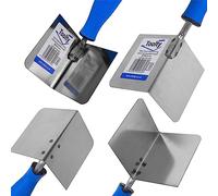 Toolty Stainless Steel Lining Internal and External Trowel 80 * 60 with Rubber Handle - for Finishing Work in Corners - Set