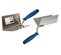 Toolty Stainless Steel Lining, Plastering Trowel - Set External and Internal Corners - 120x75mm - Rubber Handle - for Brickwork and Plastering - DIY - TLTY-S015