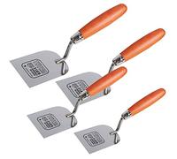 TOOLTY Stainless Steel Margin Trowel - Set 60, 80, 100, 120mm - Modern, Silver - Wall Putty, Plastering, Finishing Trowel - Wooden Handle, DIY