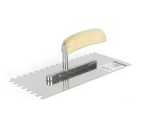 TOOLTY Stainless Steel Square Notched Trowel, 270mm, 8x8mm - For Adhesive Mortars, Wooden Handle, Tile, Tiling, Adhesive, DIY